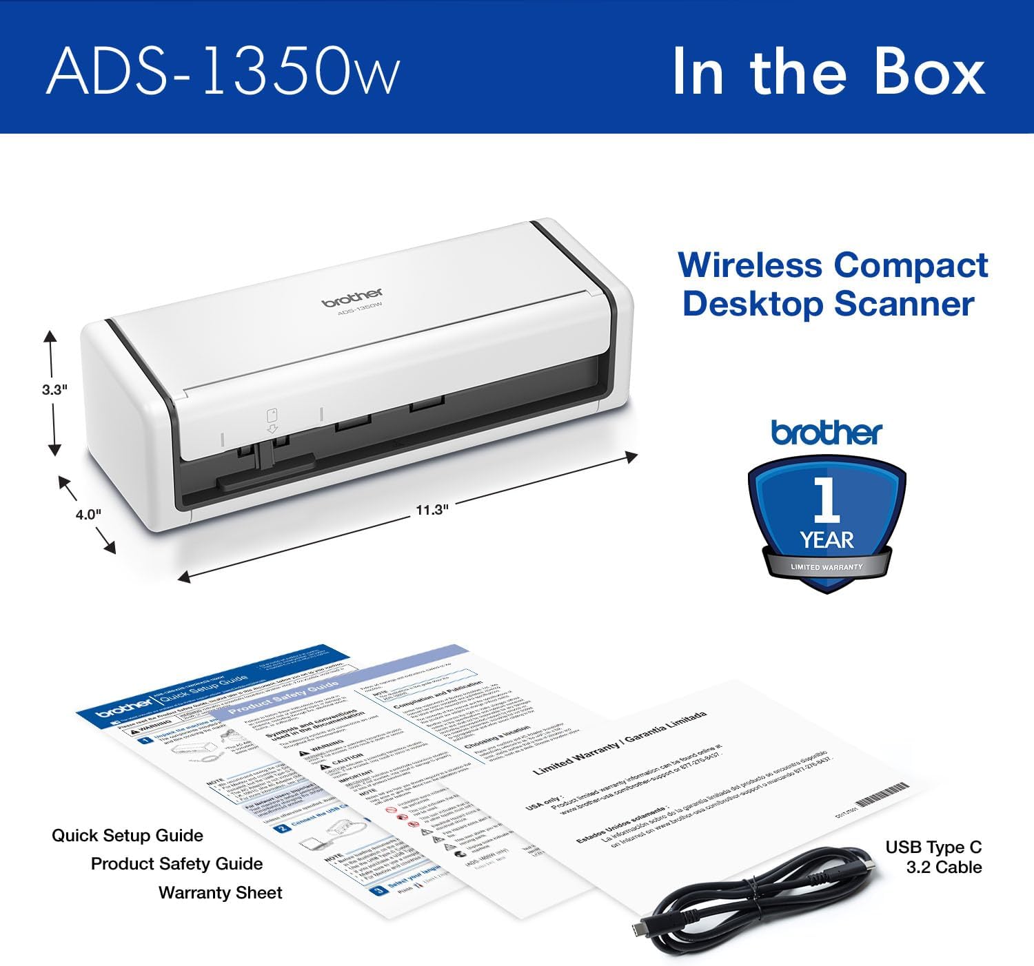 Brother ADS-1350W Wireless Compact Desktop Scanner | Scan Speeds of Up to 30ppm | Single Pass Double-Sided Scanning - Image 8