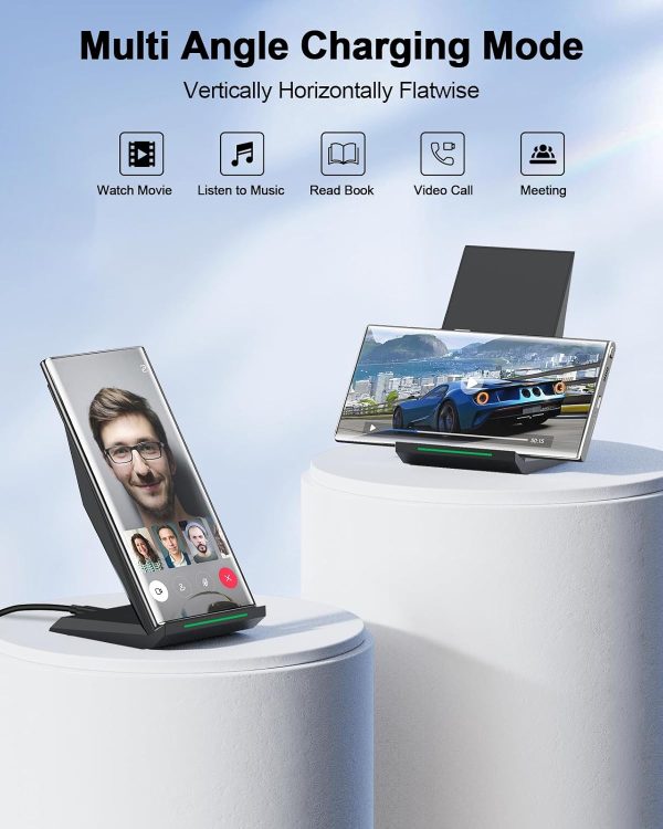Fast Wireless Charger, [2 Pack] NANAMI Qi Certified Wireless Charging Stand Compatible iPhone 16/16 Pro/16 Pro Max/15/14/13/12/11 Pro, Phone Charger for Galaxy S25/S24/S23/S22/S21 and Qi-Enabled Phone - Image 4