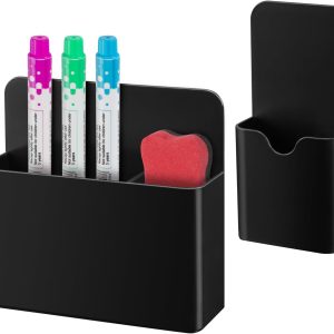 Magnetic Pen Holder for Refrigerator,2Pack Magnetic Dry Erase Marker Holder,Magnetic Pencil Holder for Refrigerator,Whiteboard,Locker Accessories(Black)