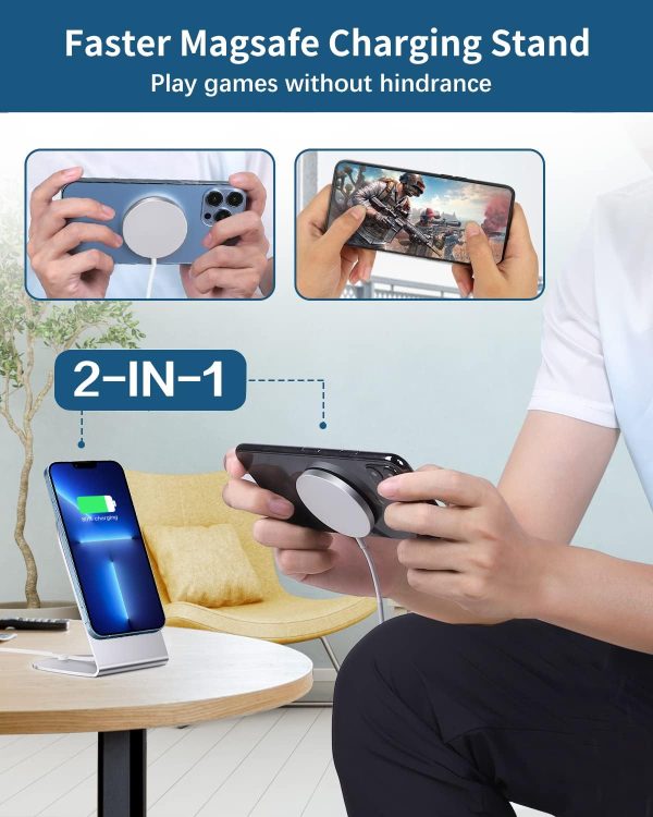 Magnetic Wireless Charger Mag-Safe Charger for iPhone 16/15/14/13/12 Series Convertible Magnet Wireless Charging Stand/Pad with 5ft Cable for iPhone and AirPods 2/3/Pro 2/Pro - Image 2