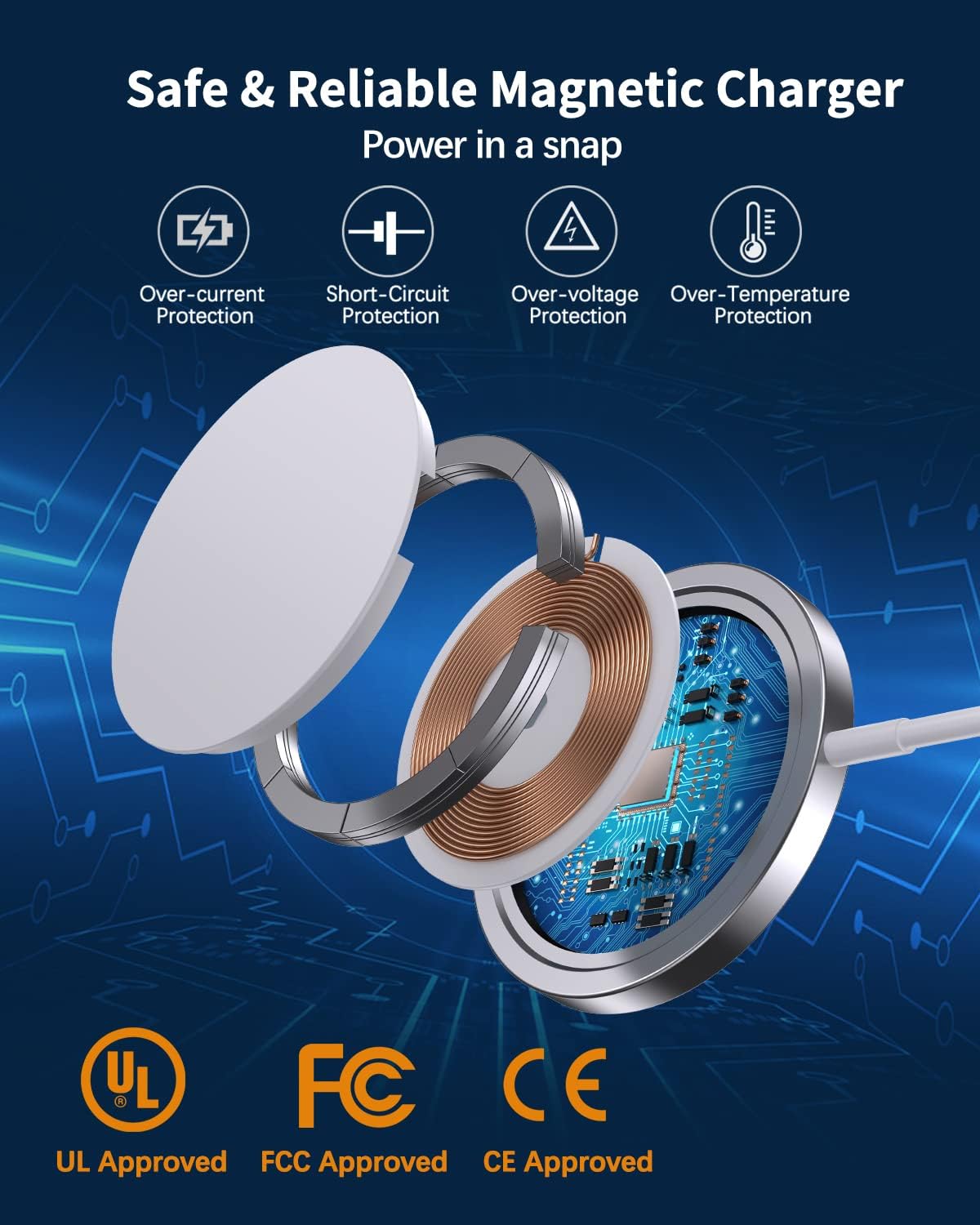 Magnetic Wireless Charger Mag-Safe Charger for iPhone 16/15/14/13/12 Series Convertible Magnet Wireless Charging Stand/Pad with 5ft Cable for iPhone and AirPods 2/3/Pro 2/Pro - Image 7