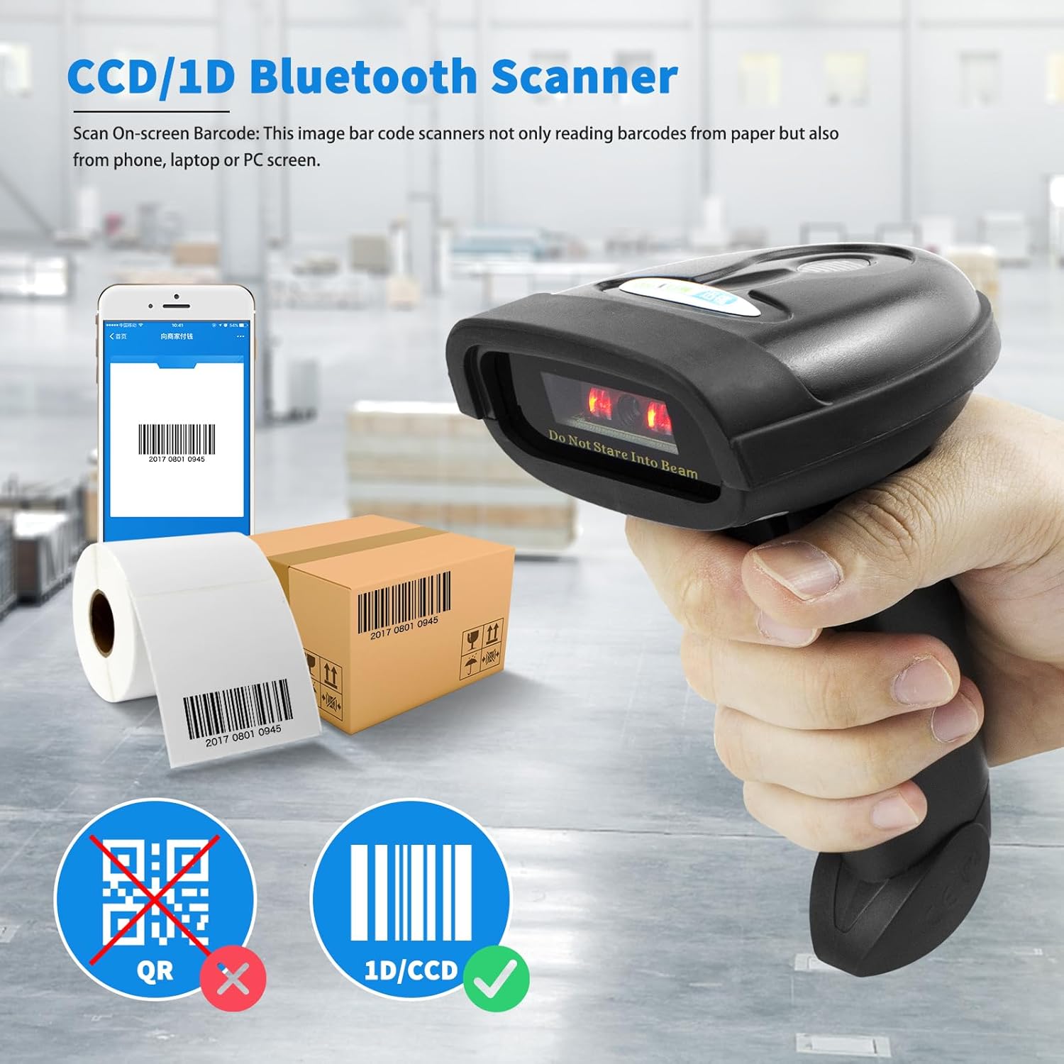 NETUM Bluetooth Barcode Scanner, Compatible with 2.4G Wireless & Bluetooth Function & Wired Connection, Connect Smart Phone, Tablet, PC, CCD Bar Code Reader Work with Windows, Mac,Android (NT-1228BC) - Image 5
