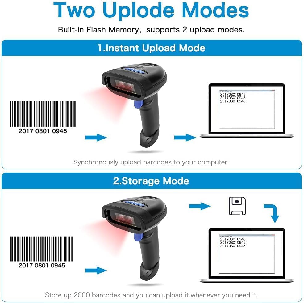 NETUM Bluetooth Barcode Scanner, Compatible with 2.4G Wireless & Bluetooth Function & Wired Connection, Connect Smart Phone, Tablet, PC, CCD Bar Code Reader Work with Windows, Mac,Android (NT-1228BC) - Image 6
