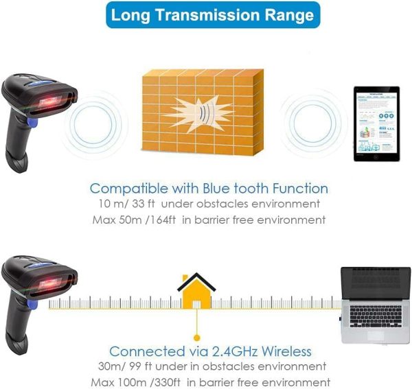 NETUM Bluetooth Barcode Scanner, Compatible with 2.4G Wireless & Bluetooth Function & Wired Connection, Connect Smart Phone, Tablet, PC, CCD Bar Code Reader Work with Windows, Mac,Android (NT-1228BC) - Image 7