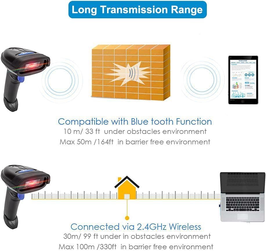 NETUM Bluetooth Barcode Scanner, Compatible with 2.4G Wireless & Bluetooth Function & Wired Connection, Connect Smart Phone, Tablet, PC, CCD Bar Code Reader Work with Windows, Mac,Android (NT-1228BC) - Image 7