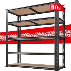 REIBII 72''H Garage Shelving Heavy Duty Storage Shelves 2500LBS 5 Tier Metal Shelves for Storage Adjustable Metal Shelving for Closet Pantry Shelf 72" H x 40" W x 19.7" D